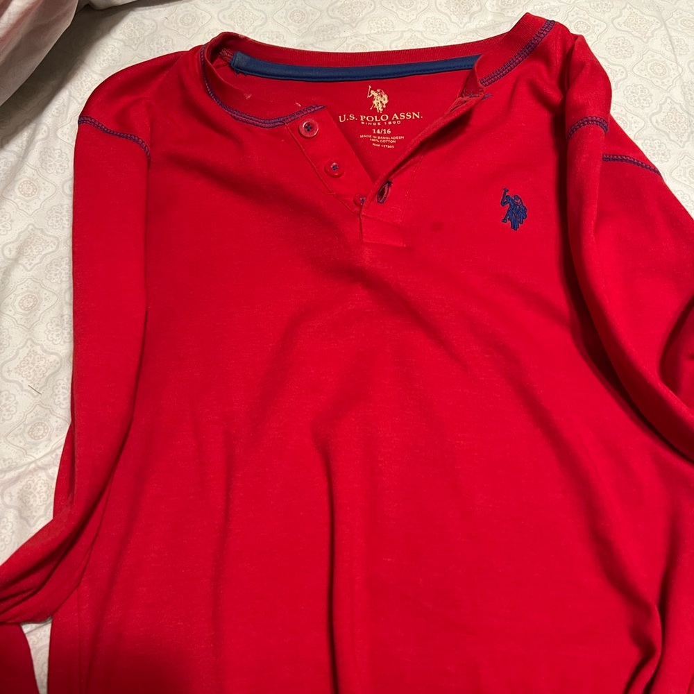 Red Long Sleeve Polo Shirt